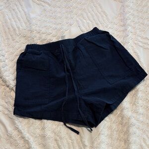 Navy Blue Linen Casual Shorts